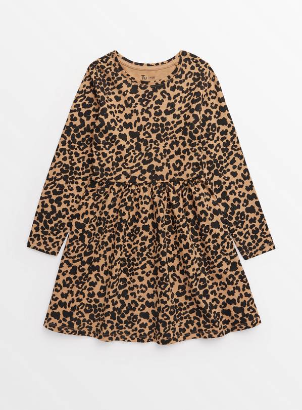 Leopard Print Long Sleeve Jersey Dress 5 years